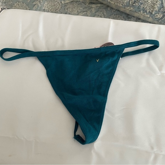 2 Victorias Secret VS NWT G V String Panty Teal Navy Blue Christmas Underwear S - Picture 8 of 11